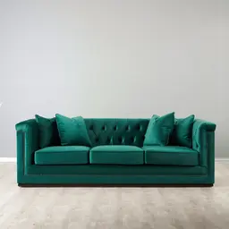 Pascal Emerald Velvet 3-Seater Sofa 