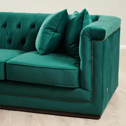 Pascal Emerald Velvet 3-Seater Sofa 