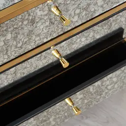 Helena Antique Glass Bedside Table - Gold Frame