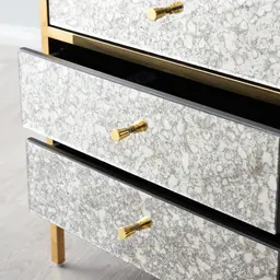 Helena Antique Glass Bedside Table - Gold Frame