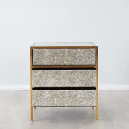 Helena Antique Glass Bedside Table - Gold Frame