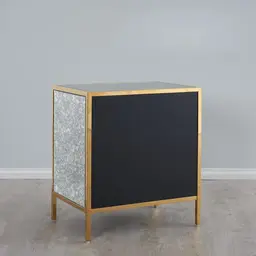 Helena Antique Glass Bedside Table - Gold Frame