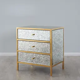 Helena Antique Glass Bedside Table - Gold Frame