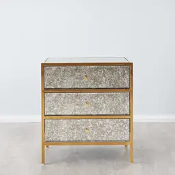 Helena Antique Glass Bedside Table - Gold Frame