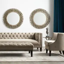 Waverly Antique Gold Round Mirror