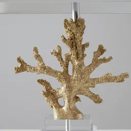 Nicholls Antique Gold Resin Table Lamp - White Linen Lamp Shade