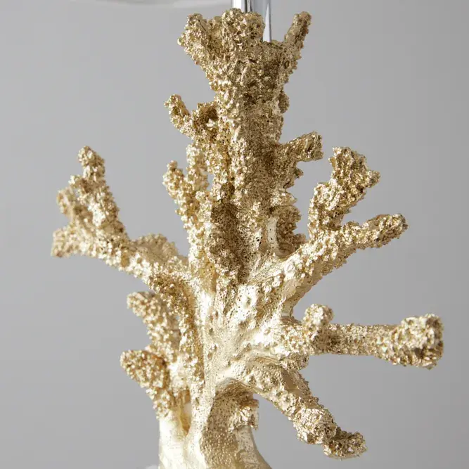 Nicholls Antique Gold Resin Table Lamp - White Linen Lamp Shade