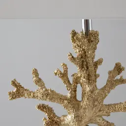 Nicholls Antique Gold Resin Table Lamp - White Linen Lamp Shade