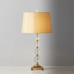 Cadmo Antique Bronze Metal Table Lamp - Yellow Fabric Lamp Shade