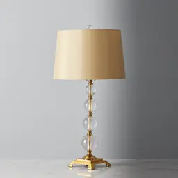 Cadmo Antique Bronze Metal Table Lamp - Yellow Fabric Lamp Shade