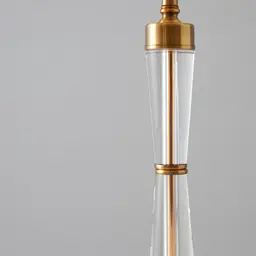 Nela Crystal and Brushed Bronze Metal Table Lamp - White Linen Lamp Shade
