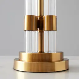 Wilton Brushed Bronze Metal Table Lamp - White Linen Lamp Shade