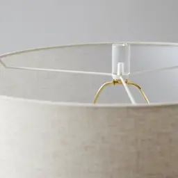 Wilton Brushed Bronze Metal Table Lamp - White Linen Lamp Shade