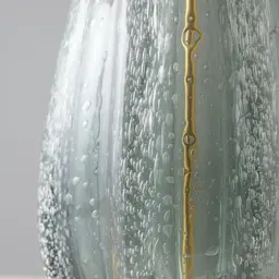 Dorian Brushed Bronze Coloured Glaze Sea Glass Table Lamp -  White Linen Lamp Shade