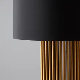 Angus Brushed Bronze Metal Table Lamp - Black Fabric Lamp Shade