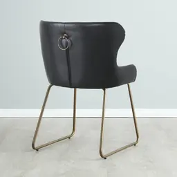 Quinn Black Vegan Leather Dining Chair - Brass Colour Legs