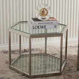 Hexagonal Side Table 40cm - Silver