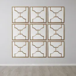 Tessellated Antique Gold Square Mirror 