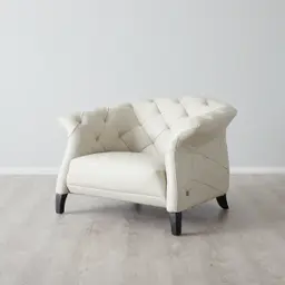 Regal Cream Leather Single Seat Sofa