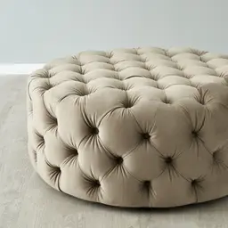 Kelly Beige Velvet Ottoman