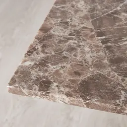 Isla Light Brown Marble Dining Table - Brushed Bronze Legs