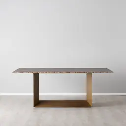 Isla Light Brown Marble Dining Table - Brushed Bronze Legs