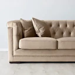 Audrey Beige Velvet Corner Sofa