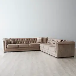 Audrey Beige Velvet Corner Sofa