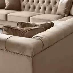Audrey Beige Velvet Corner Sofa