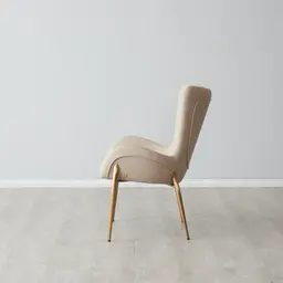 Henry Sand Beige Vegan Leather Dining Chair - Brushed Gold Legs