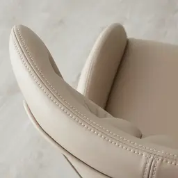 Henry Sand Beige Vegan Leather Dining Chair - Brushed Gold Legs