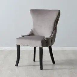 Camille II Pebble Grey Velvet Dining Chair