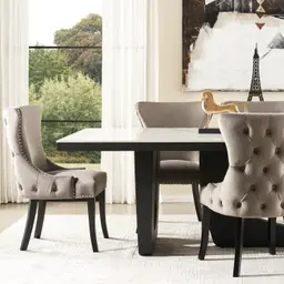 Camille II Pebble Grey Velvet Dining Chair