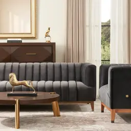 Astoria III Charcoal Velvet 3-Seater Sofa 