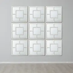 Angular Distressed Silver Square Mirror