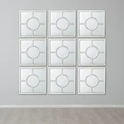 Centripetal Distressed Silver Square Mirror