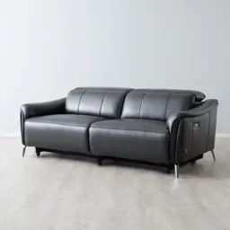 Carolina Black Leather 3-Seater Electric Recliner 