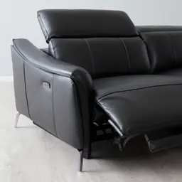 Carolina Black Leather 3-Seater Electric Recliner 