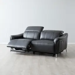 Carolina Black Leather 2-Seater Electric Recliner 
