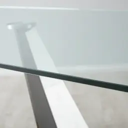 Zephyr Stainless Steel Dining Table - Glass Top