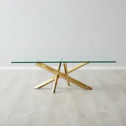 Lola Gold Coffee Table - Glass Top