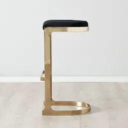 Rouven Black Velvet 79cm Bar Stool - Champagne Gold Legs