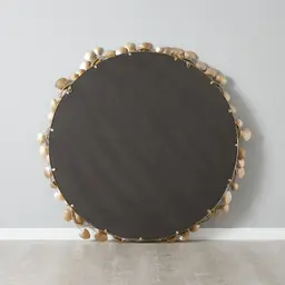 Laceleaf Antique Gold Round Mirror