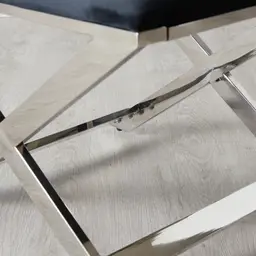 Elle Black Ottoman - Shiny Stainless Steel Legs