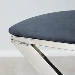 Elle Black Ottoman - Shiny Stainless Steel Legs