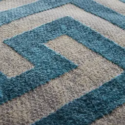 Greek Key Floor Rug - Blue Medium 200cm x 300cm