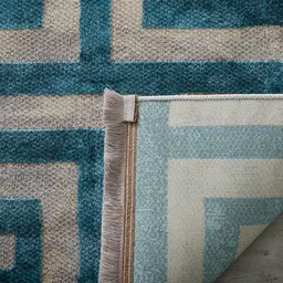 Greek Key Floor Rug - Blue Medium 200cm x 300cm