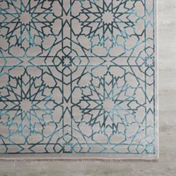 Blue Arabesque Floor Rug - Large