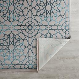 Blue Arabesque Floor Rug - Large