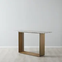 Isla Light Brown Marble Sideboard -  Brushed Bronze Legs